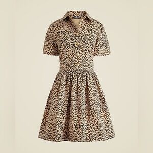 J.CREW Leopard Chino A-Line Shirt Dress | Safari Classic | Size 12